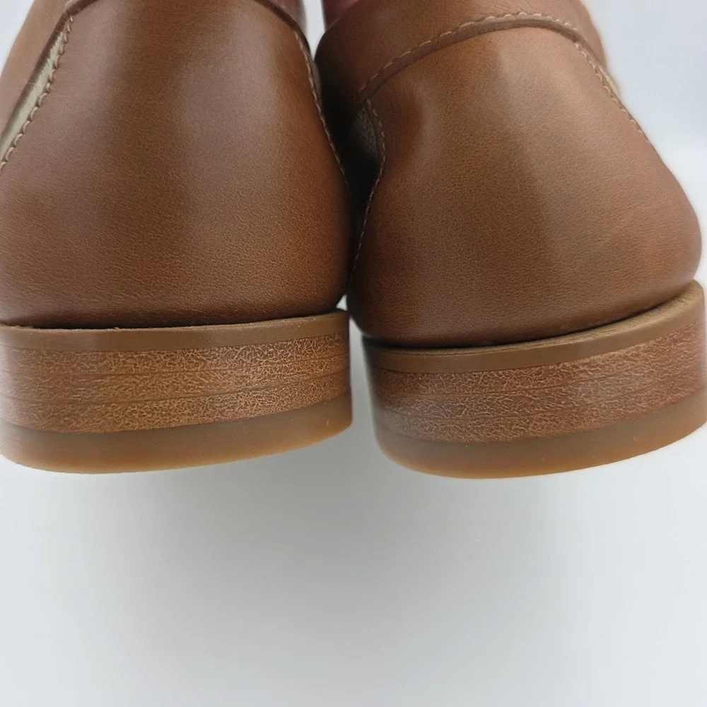 G.H. Bass Weejuns Larson Loafer Tan Beige Canvas Brown Leather Shoes 9.5 D Men's